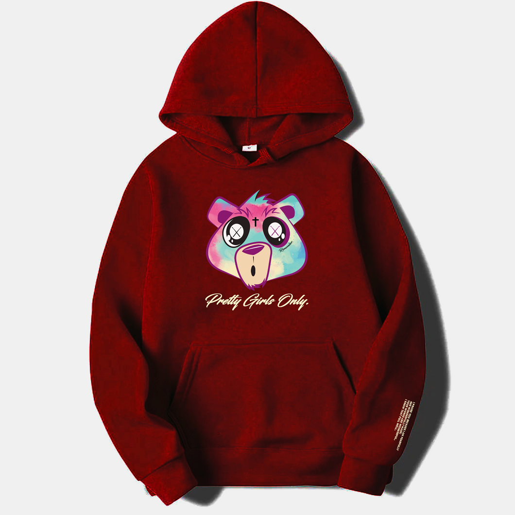 PGO BURGUNDY BEAR HOODIE